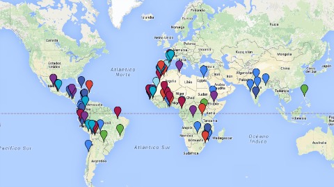 Mapa delsp rojectes de cooperació universitària de l'ACUP