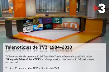 Presentació del TFG de l’exalumne Miquel Sañas: “34 anys de Telenotícies a TV3”