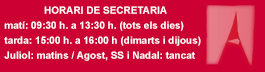 Horari de Secretaria