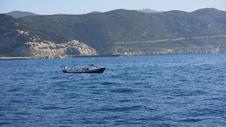 Costa del Garraf i vaixell pesquer