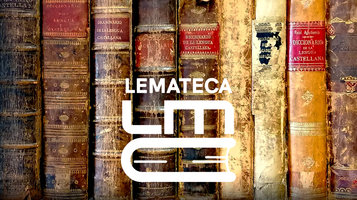 Diferents edicions del Diccionario de la lengua española de la RAE i el logo de la Lemateca DRAE