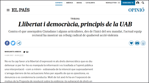 Detall de l'article 'Llibertat i democràcia, principis de la UAB'