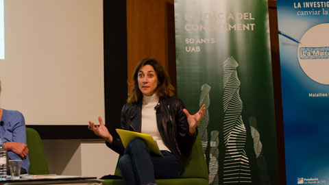 Helena Garcia Melero durant la masterclass sobre La Marató
