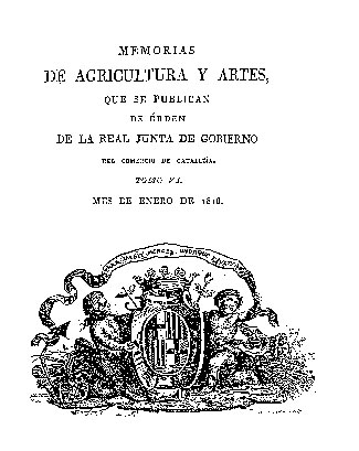 Portada de Memorias de Agricultura y Artes, 1818