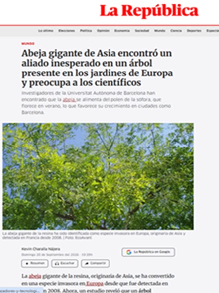 Un article sobre estudi abelles al diari República