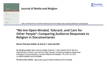 Dra. María T. Soto-Sanfiel publica en el Journal of Media and Religion