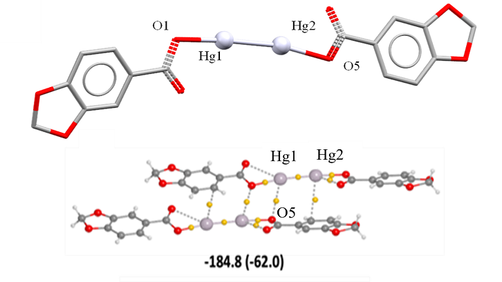 Crystal structure and interaction energies of the Hg(I) dimer