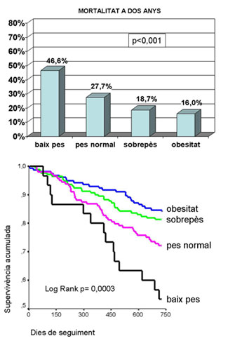 Gràfics d'Índex Massa Corporal vs Supervivència