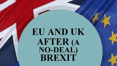 Cartell amb el títol de la conferència: EU and UK after (a no-deal) Brexit.
