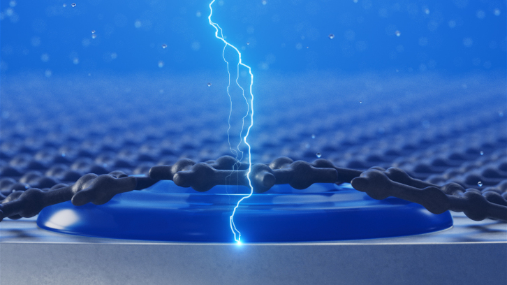 Descàrrega elèctrica impactant en una superfície de grafè