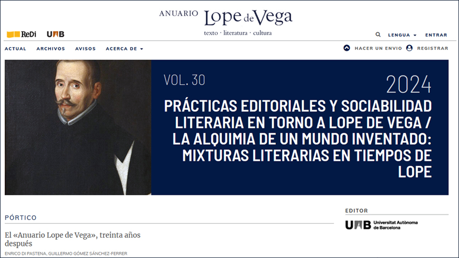 Portada digital de l'Anuario Lope de Vega