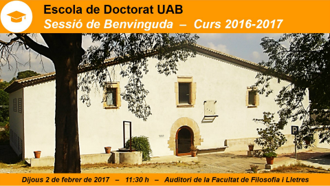 Sessió de benvinguda als nous doctorands i doctorandes - 2016-2017
