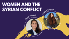 Cartell de la xerrada virtual Women in the Syrian Conflict