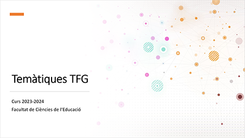 Imatge on informa que la sessió tracta sobre les temàtiques del TFG.