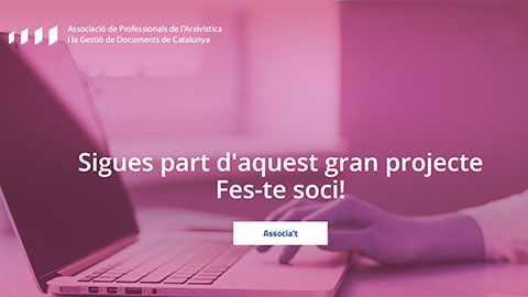 Portada web de l'Associació de Professionals de l'Arxivística de Catalunya