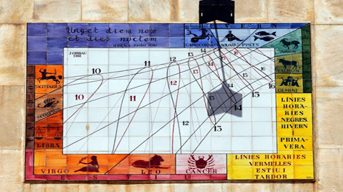 Sundial on the façade of the Faculty of Science and Biosciences