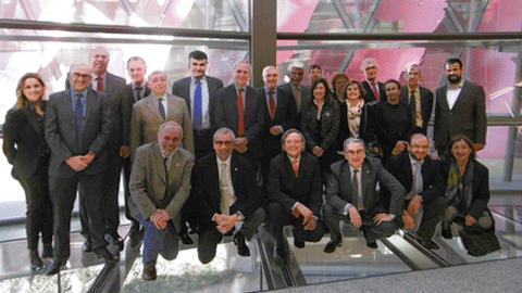 Foto de grup dels representants de les quatre universitat de l'A4U a la reunió del 23 de gener
