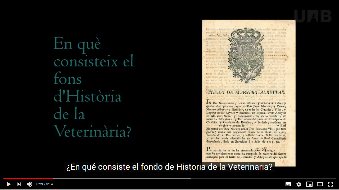 Vídeo fons d'història de la veterinària