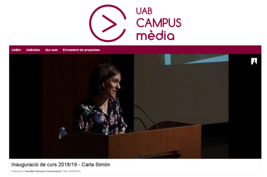 Carla Simón a la inauguració del curs 2018-2019