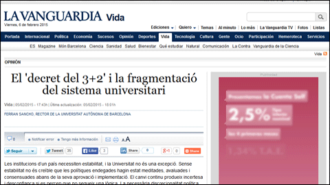 El 'decret del 3+2' i la fragmentació del sistema universitari