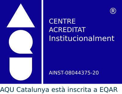 Segell d'acreditació de la Facultat per part d'AQU Catalunya