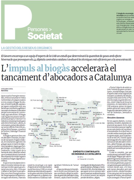 L'impuls al biogàs accelerarà el tancament d'abocadors a Catalunya