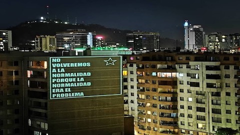 Cartell a Chile sobre la nova normalitat