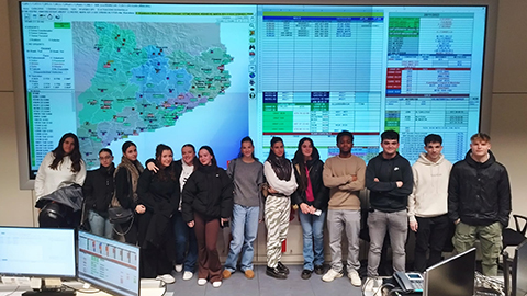 Els estudiants del Grau a la seu dels Bombers de la Generalitat de Catalunya a Bellaterra