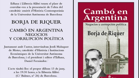 Invitació a la presentació del llibre de Borja de Riquer