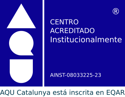 Sello de acreditación de la facultad por parte de AQU Catalunya