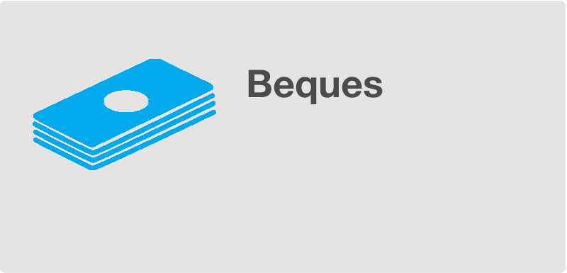 Dibuix d'un munt blau de bitllets sobre fons gris i la paraula Beques