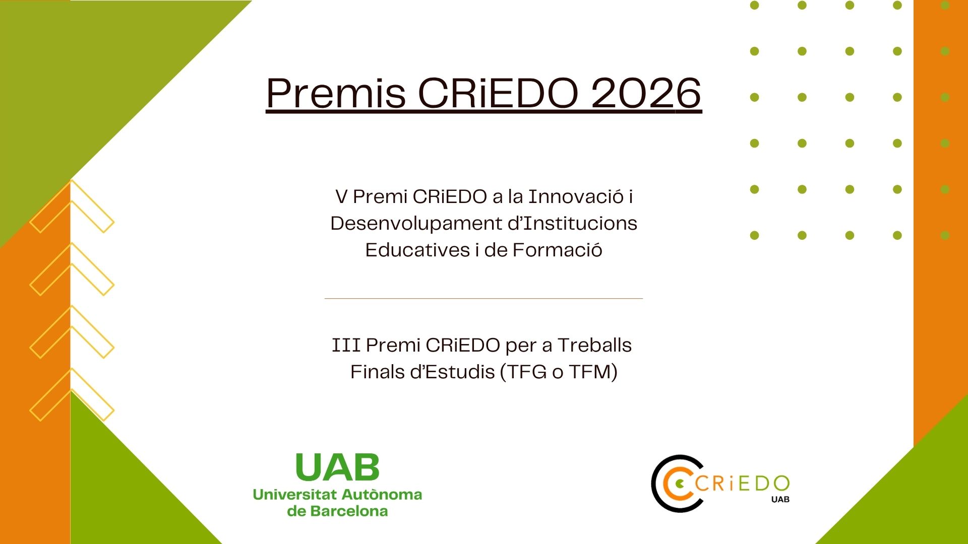 Cartell d'anunci de la convocatòria dels Premis CRiEDO