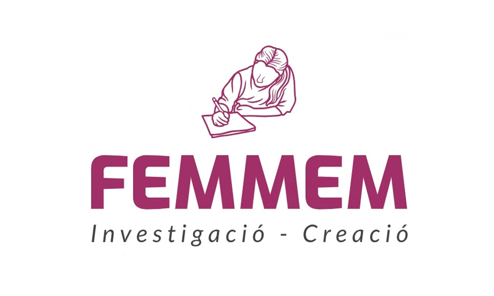 Fons blanc amb el logo de FEMMEM en color rosa fosc
