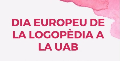 Dibuix en rosa que posa Dia Europeu de la Logopèdia a la UAB