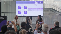 Integrants de l'Observatori durant una presentació de l'informe al Security Fòrum 2023