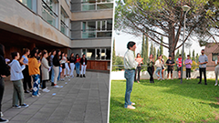 Alumnes a la sessió de coaching a l'exterior