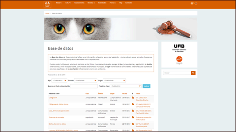 Base de dades de legislació i jurisprudència animal