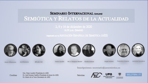 Cartell del Seminari Internacional “Semiótica y Relatos de la Actualidad” de l'AES