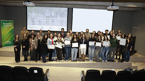 Els guanyadors, finalistes i jurat del XVI Premi CIEU-FEiE 2025 a la idea més emprenedora