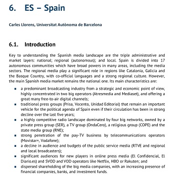 Dr. Carles Llorens publica el capítol dedicat a Espanya en un informe de l’EAO