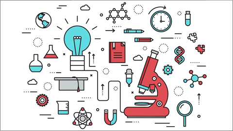Ilustraciones de elementos de la ciencia