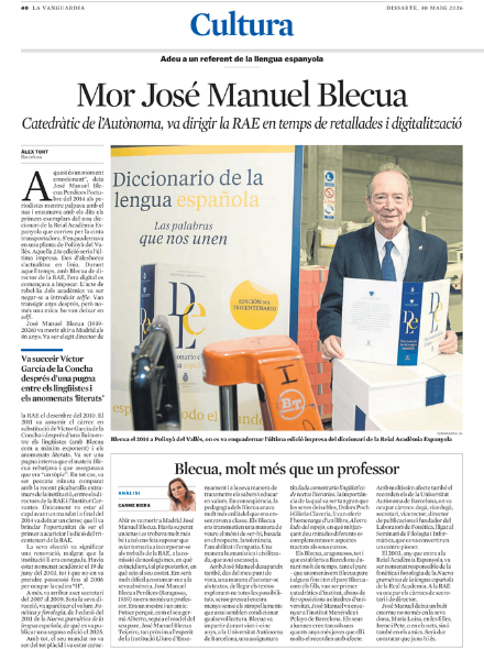Mort Blecua a La Vanguardia i escrit de Carme Riera