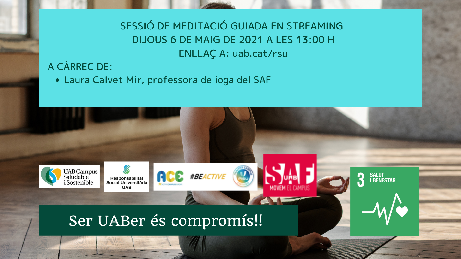 Cartell sessió de meditació guiada en streaming