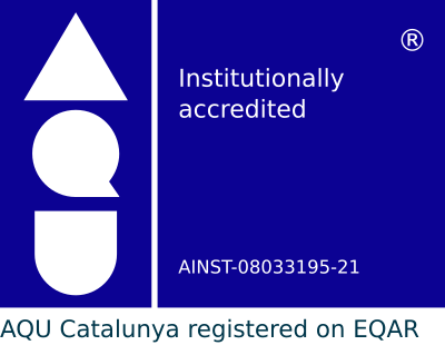 Segell d'acreditació de la Facultat per part d'AQU Catalunya