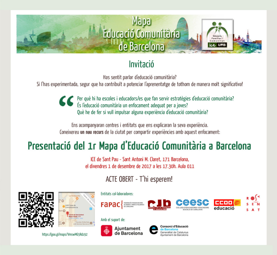 Presentació Mapa Educació comunitària a Barcelona