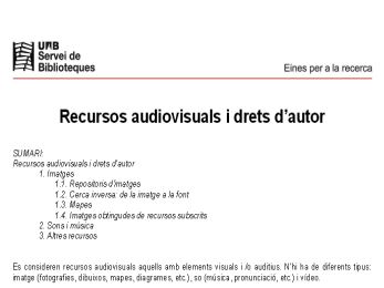 Imagen de la guía de Recursos audiovisuals i drets d'autor