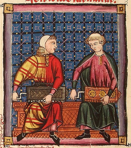 Imatge d'una de les miniatures de les Cantigas de Santa María.