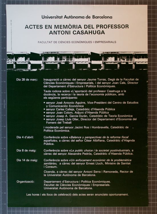 Amplia la imatge Actes en memòria del professor Antoni Casahuga