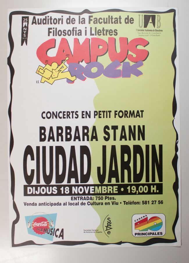 Amplia la imatge Campus rock. Concerts en petit format. Barbara Stann i Ciudad Jardin