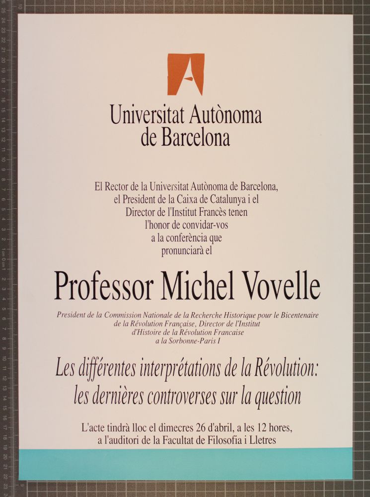 Amplia la imatge Conferència a càrrec del professor Michel Vovelle